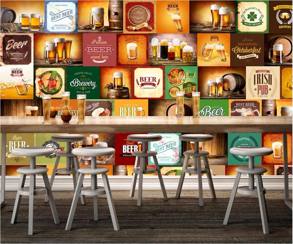 Mural fotográfico personalizado papel pintado 3d cerveza marca