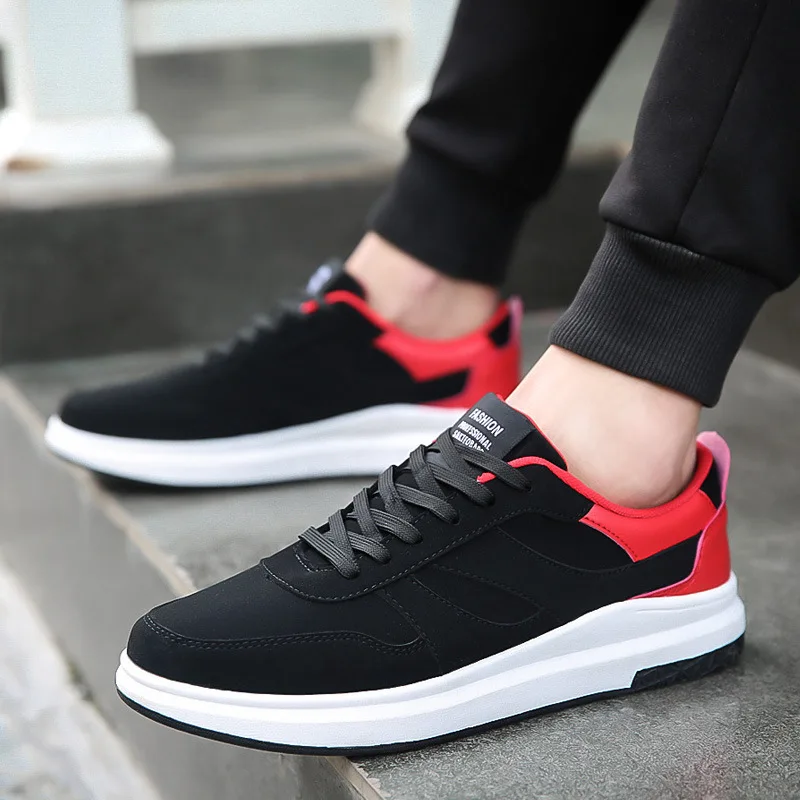 Flat Shoes for Men Flock Shoes Men Sneakers Low top Black Shoes Men's ...