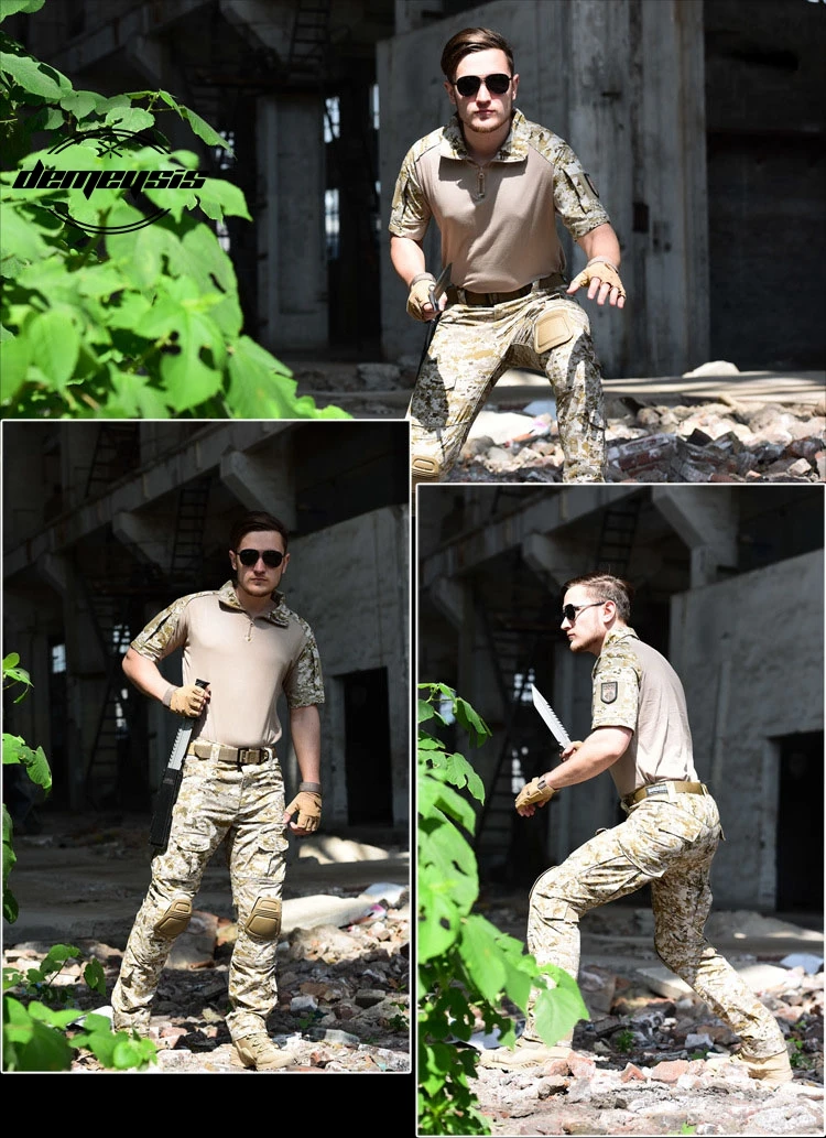 Военная одежда камуфляж короткая боевая рубашка Лесной камуфляж рубашка+ брюки карго Пейнтбол тактическая одежда комплект
