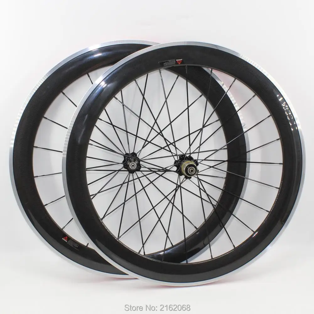 1pair New 700C 60mm clincher rim Road bike 3K carbon bicycle wheelsets