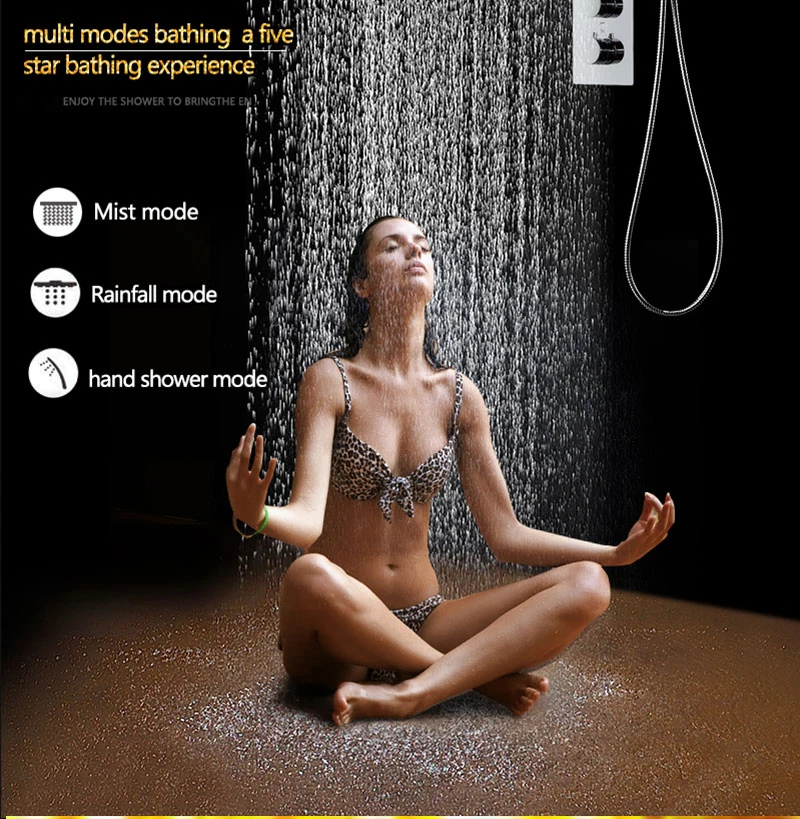 SPA Big Rain Shower Faucets Modern Shower Ceiling 20'' Showerheads Panel 304 Stainless Steel Shower Set & Bath Shower Mixer (4)