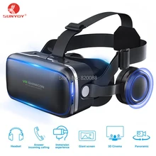 Newest!!3D VR Headset Virtual Reality Glasses SHINECON Movie VR Game Glasses With Built-in Stereo Headphones 4.7-6 Inch