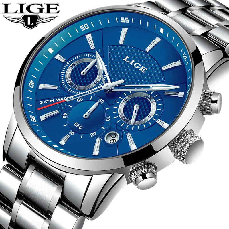 

Relogio Masculino Watch Men Fashion LIGE Casual Sports Quartz Clock Full Steel Mens Watches Top Brand Luxury Waterproof W