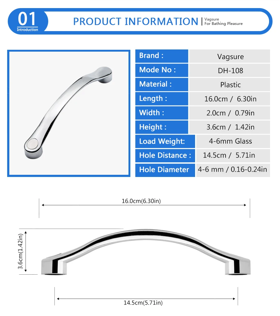 com abertura única de 3.5cm, porta cromada