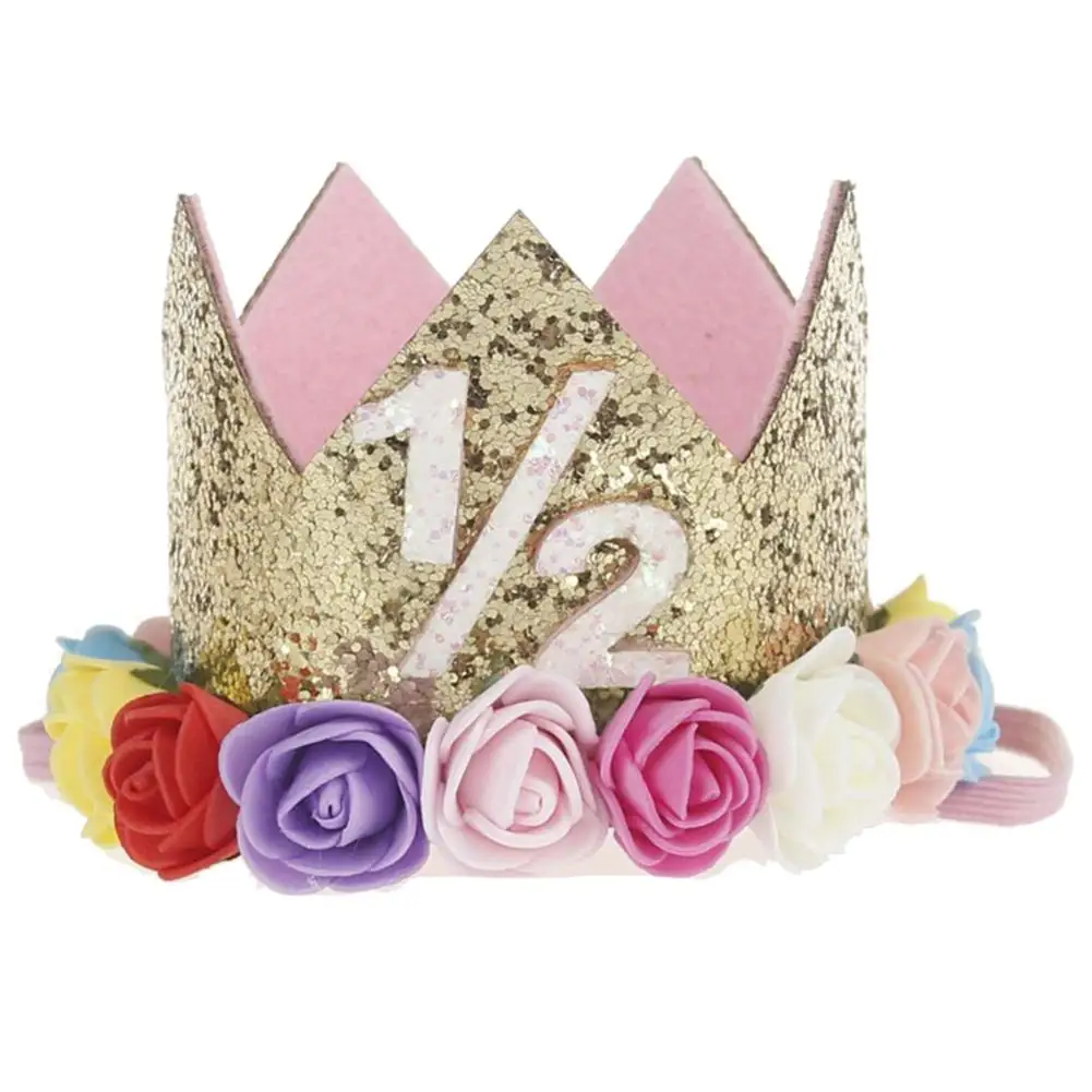 

Baby Girl Sequin Number Flower Crown Headband Birthday Party Performing Headwear New
