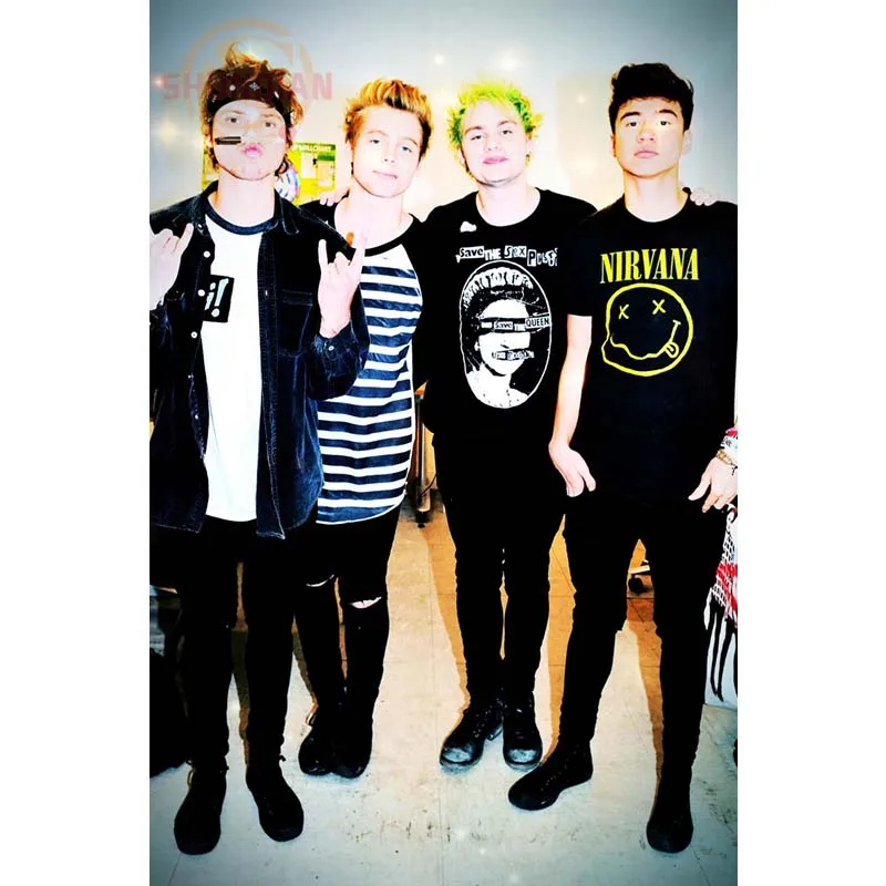 

Custom 5 seconds of summer 5sos Home Decor modern For Bedroom Silk Poster Size 20x30cm Silk Fabric Cloth Poster