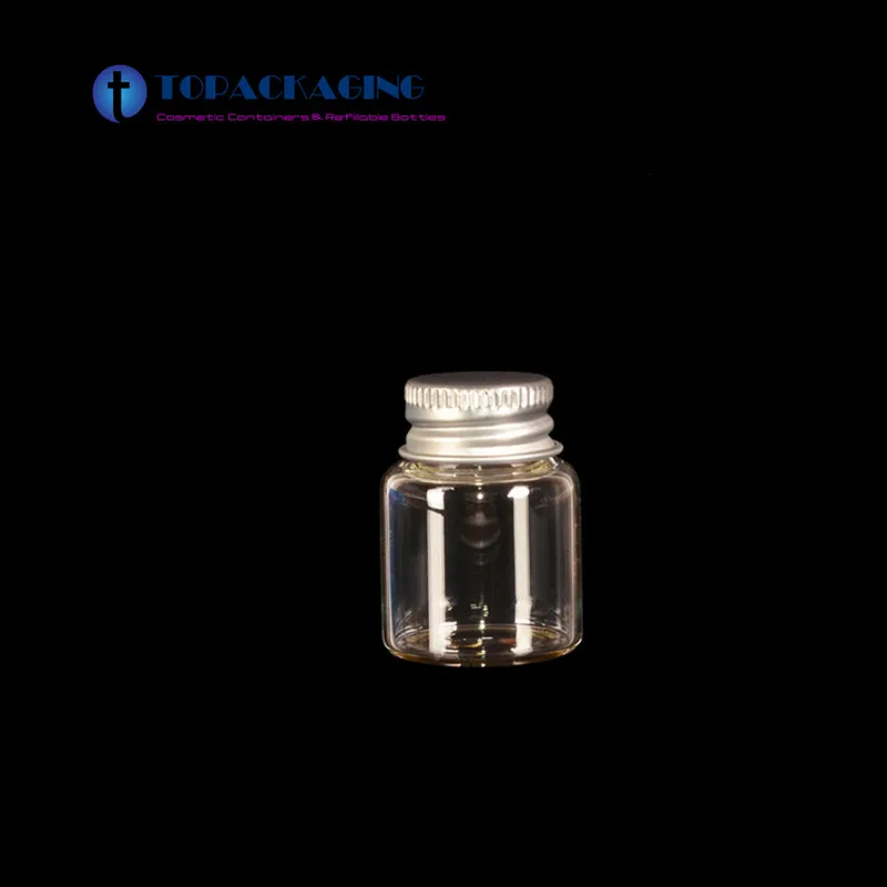 100PCS/LOT-8ML Glass Bottle,Empty Liquid Container,Clear Glass Wishing Botttle With Aluminum Screw Cap,Sample Perfume Vials