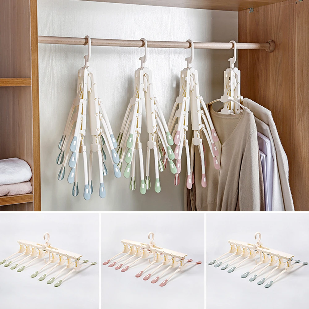 

8 Fish Kids Clothes Drying Rack Retractable Hanger Plastic Hanging Laundry Stand Hangers Multifunctional Storage Organizer