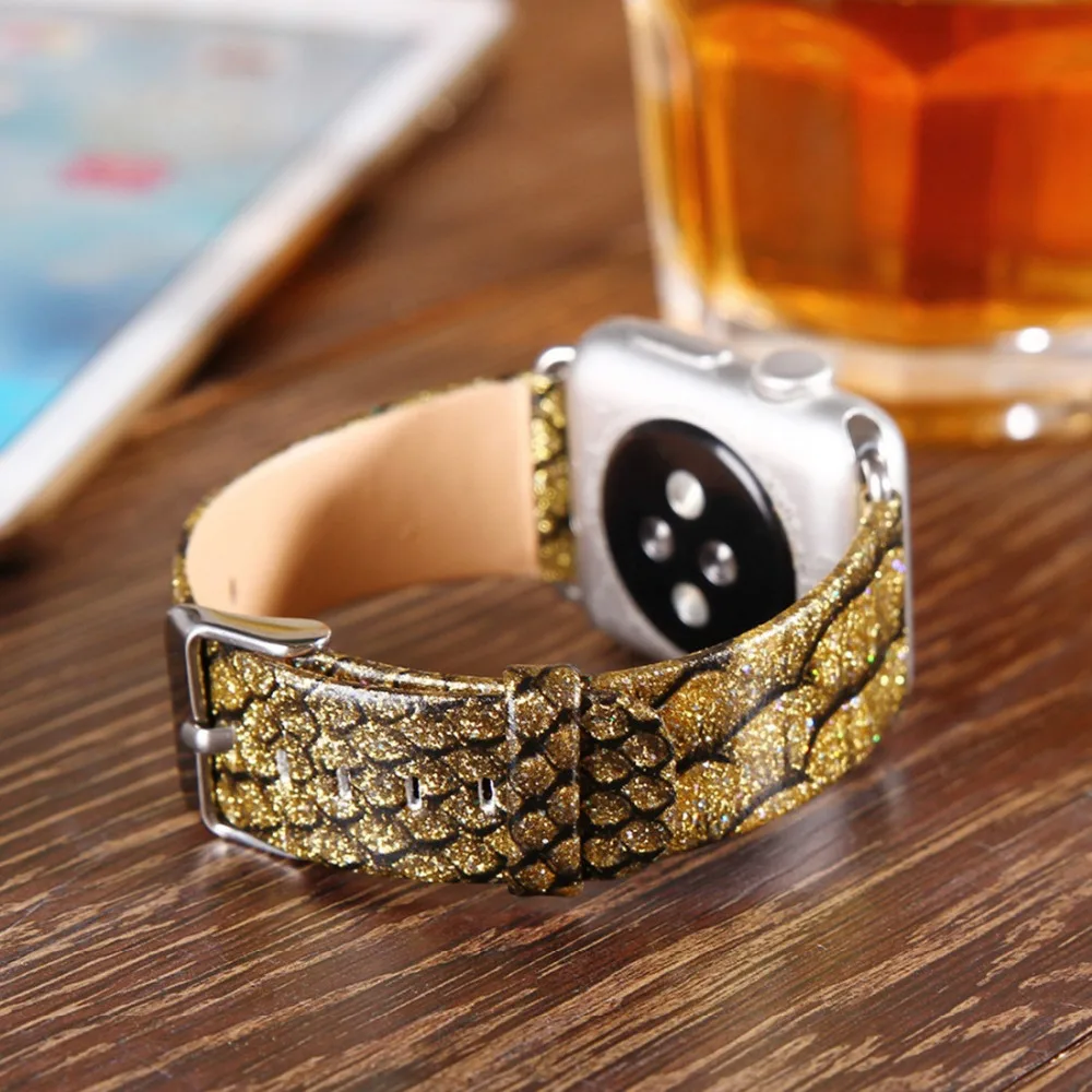 

CRESTED leather strap For Apple Watch band 42mm/38mm iwatch series 3 21 wrist bands Python straps Bracelet belt with Adapters