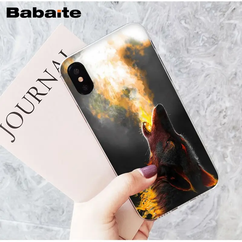 Babaite angry snow wolf TPU Мягкий силиконовый чехол для телефона Apple iPhone 8 7 6 6S Plus X XS MAX 5 5S SE XR