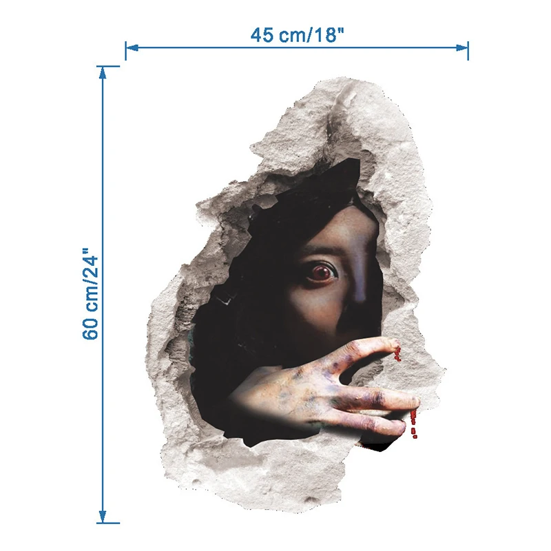 1 шт. 45*60 см наклейка на стену женский призрак ломающаяся стена Хэллоуин настенный Декор водонепроницаемый декор для гостиной спальни фестиваль