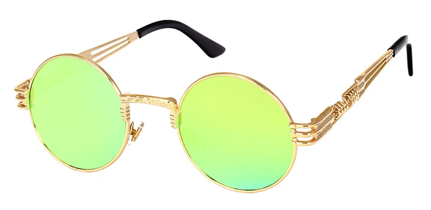 Ретро круглые готические зеркальные очки в стиле стимпанк Солнцезащитные очки мужские и женские металлические солнцезащитные очки мужские Oculos De Sol солнцезащитные очки Feminino - Цвет линз: 7