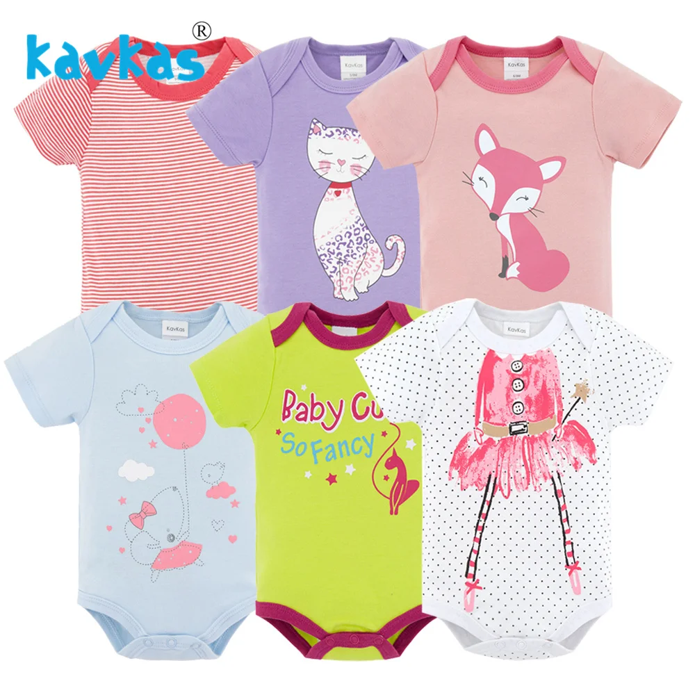 Kavkas/Одежда для новорожденных девочек; одежда с короткими рукавами для новорожденных; Recien Nacido; 0-3 месяца; Infantile Menina; 6 шт./лот; одежда для малышей - Цвет: HY21152161
