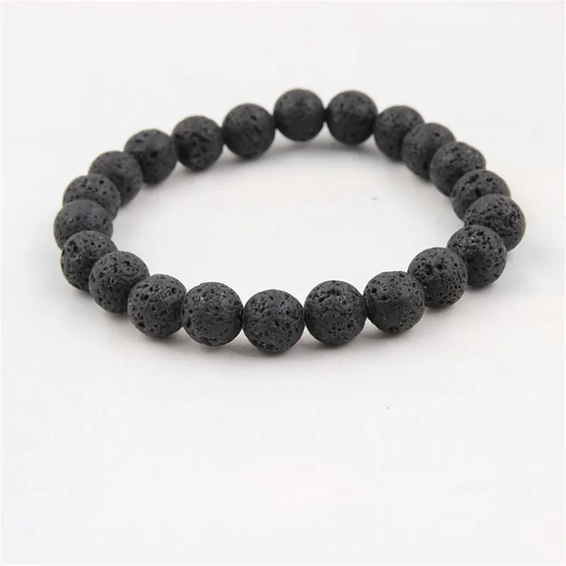 

Black Lava Natural Stone Beads Bracelets For Women Vintage Design Volcanic Rock Tiger Eye Bead Strand Bracelet Men Jewelry Gift