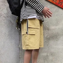 Летние Комбинезоны Шорты мужские японские модные подростковые мульти-карманные пятые брюки одежда в стиле хип-хоп короткие брюки