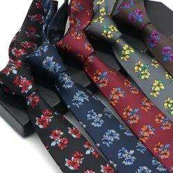 2018 Новая мода 6 см Для мужчин галстук полиэстер цветочный Узкий Тонкий Повседневное Бизнес Свадебная вечеринка печатных связей Для мужчин
