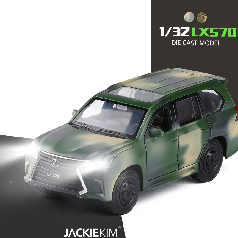 1:32 LEXUS LX570 модель внедорожника из сплава, военный внедорожник, модель автомобиля со звуком, светильник для детей, коллекция подарков