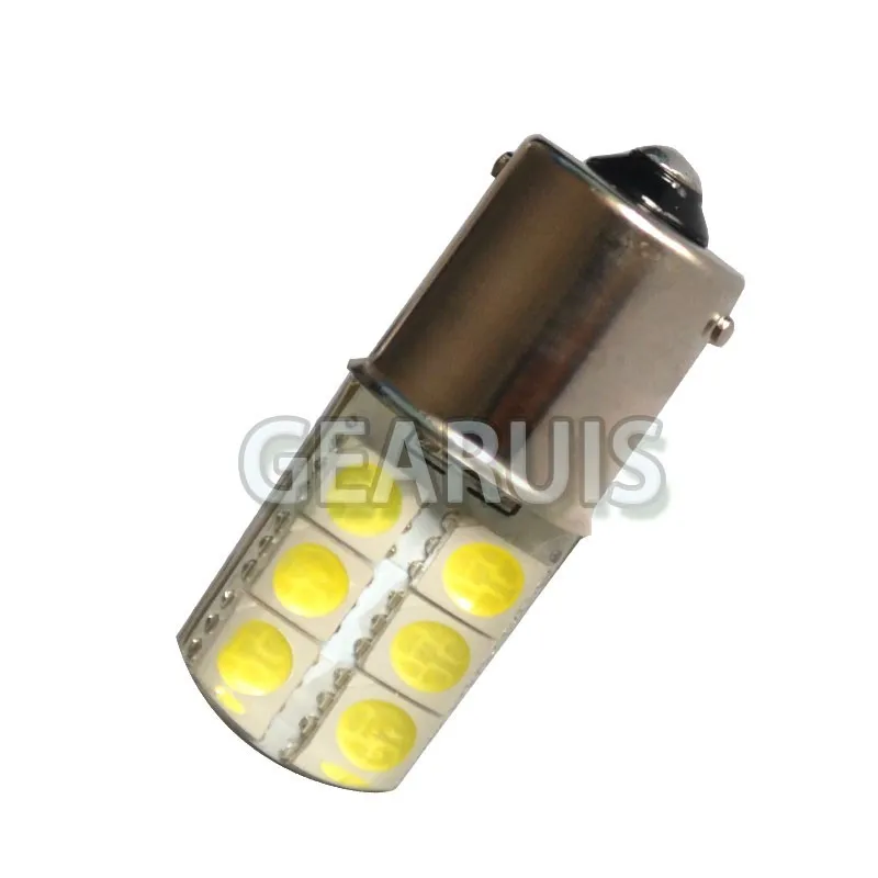 100 шт. P21W S25 1156 BA15S 12 SMD 5050 Светодиодный силиконовый 2 Вт, холодный белый свет 8000 K автомобиля с украшением в виде кристаллов указатель поворота габаритные огни лампы 12 V