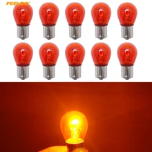 FEELDO 10 шт./кор. 1156 S25 12V21W BAU15S автомобиль ясно Стекло лампы поворота габаритные огни автомобильный индикатор галогенная лампа#4297