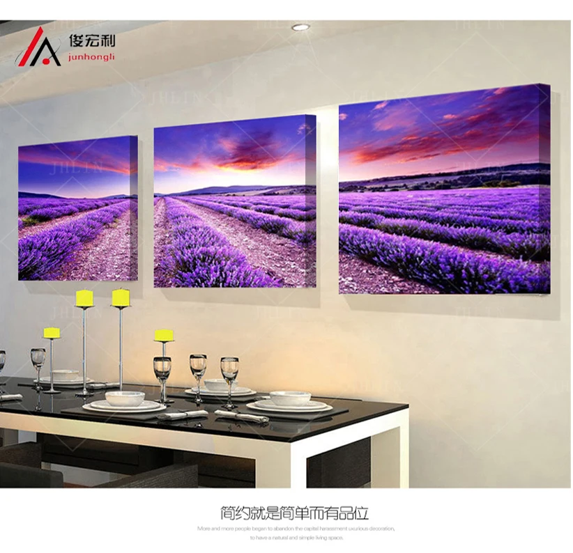

3P Beautiful Lavender fields Home Furnishing decorative the paintings the living room canvas painting modular wall painting