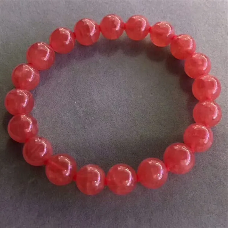 

Fashion Genuine Natural Rose Rhodochrosite Bracelet Argentina Round Beads Woman 9mm Wedding Bracelets AAAAA Drop Shipping