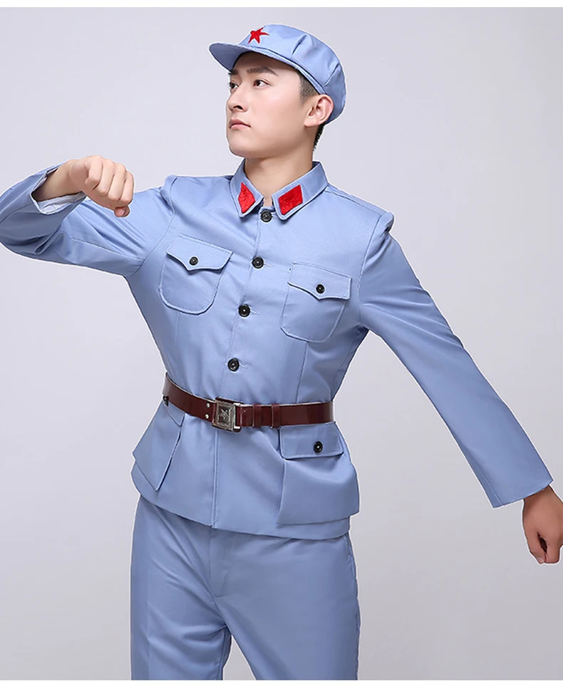 Унисекс Китайская Красная армейская сценическая униформа для взрослых Китайская Красная армейская одежда серая военная форма для хора современный косплей в Мао лет