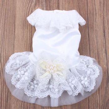 

New Pet Dog Wedding Dresses Flowers Lace Cat Puppy Princess Dress Apparel 5 sizes