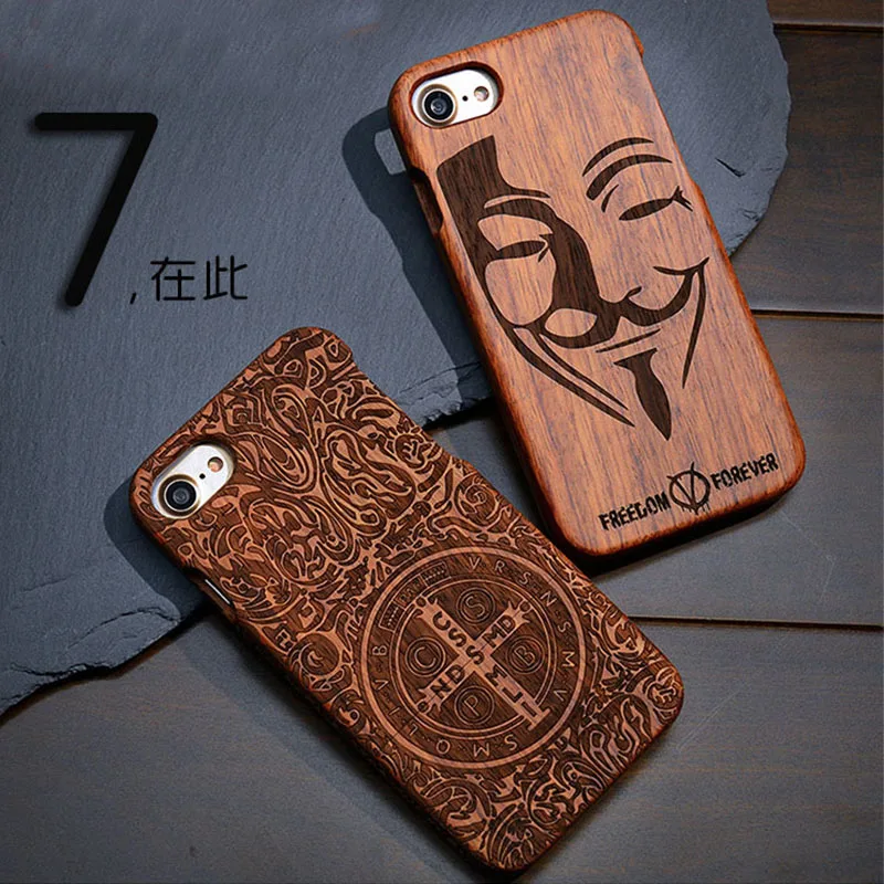 100% Натурального Дерева Case Для iPhone 7 Plus Vintage Luxury Жесткий задняя Крышка Корпуса 5 5S SE