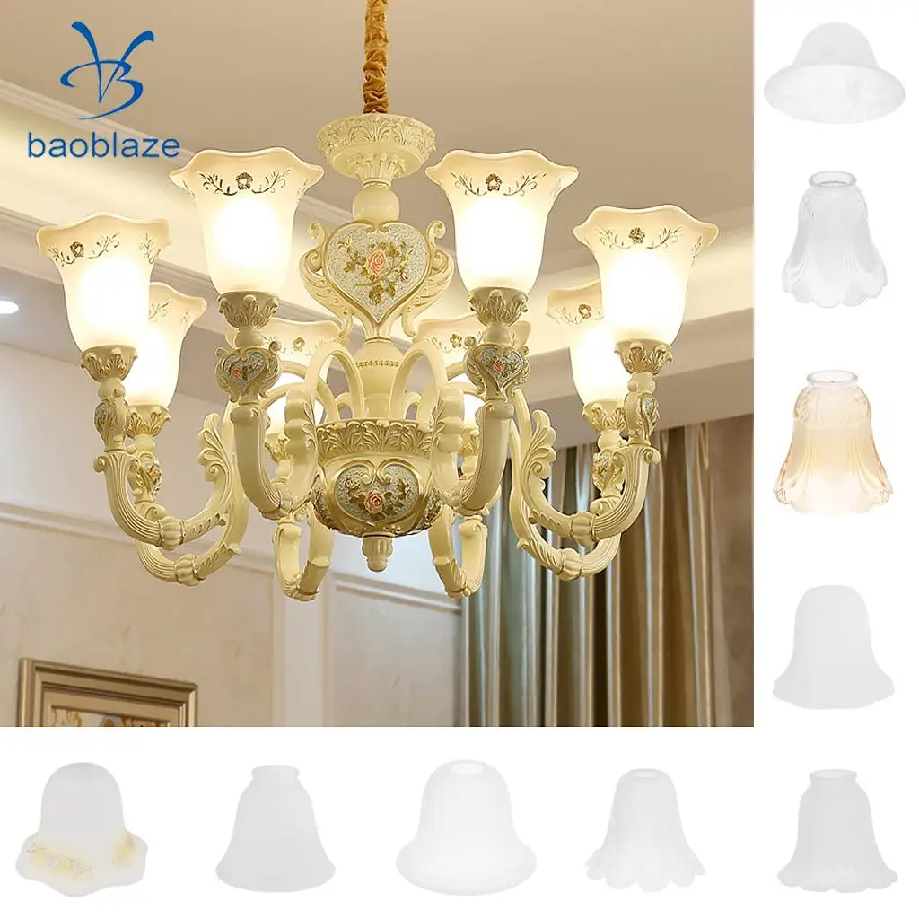 3 Pieces #1 Frosted Glass Ribbed Bell Light Shades Chandelier Lamp Pendant