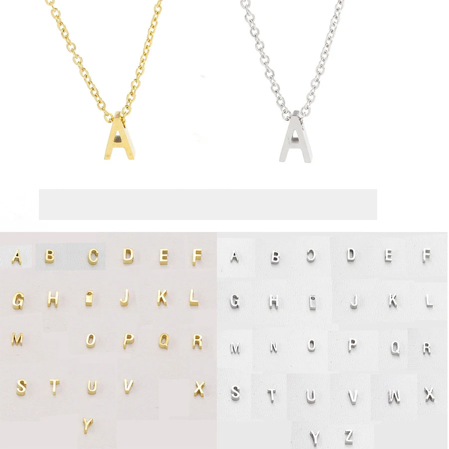 spesifikasi Kustom Huruf Emas A B C D E F G H I J K L M N O P Q R S T U V W X Y Z Minimal Awal Kalung Nama Kalung Wanita Collier Femme