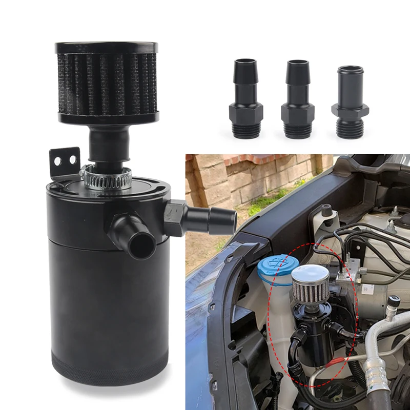 

MR HELLO Universal Aluminum 2-port/ 3-port Oil Catch Can Tank with Breather Filter Engine Mini Oil Separator