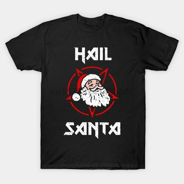 Новая летняя модная мужская футболка с надписью Hail Santa-забавная Рождественская