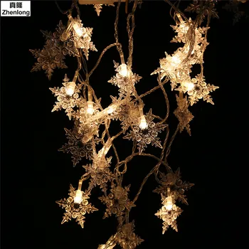 

5M 40 LED Snowflake String Fairy Lights New Year Xmas Party Wedding Garden Light Lamp Garland Decoration Christmas Lights
