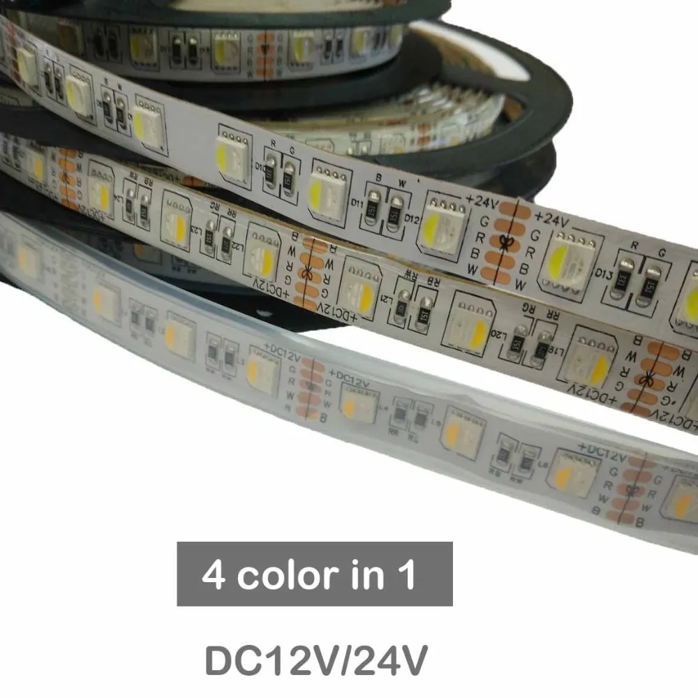 Бесплатная DHL 100 м/лот 4 цвета в 1 Светодиодная лента 12 В/24 В 5050SMD RGBW IP20/IP65/IP67