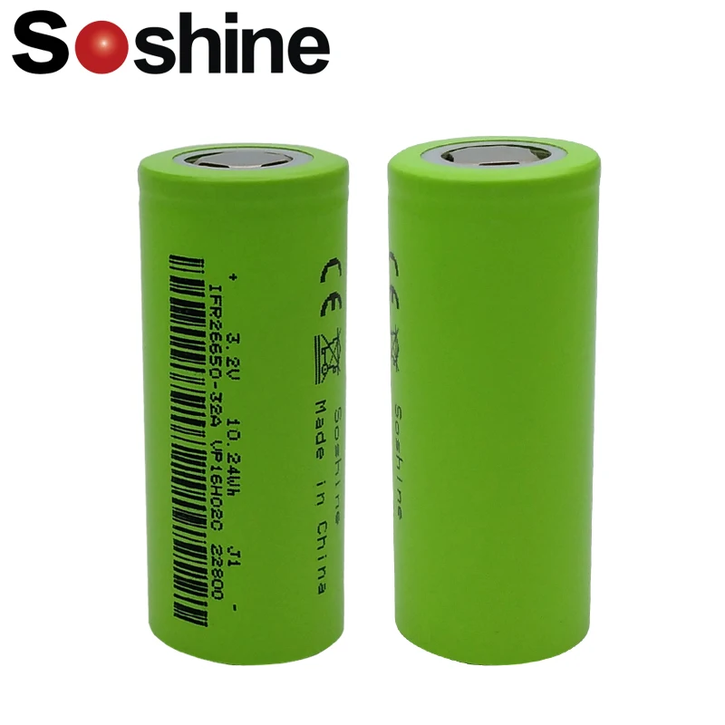 Soshine 26650-32A 26650 литий-ионный IFR 26650 аккумулятор 3,2 В 3200 мАч перезаряжаемый LiFePO4 26650 литиевая батарея