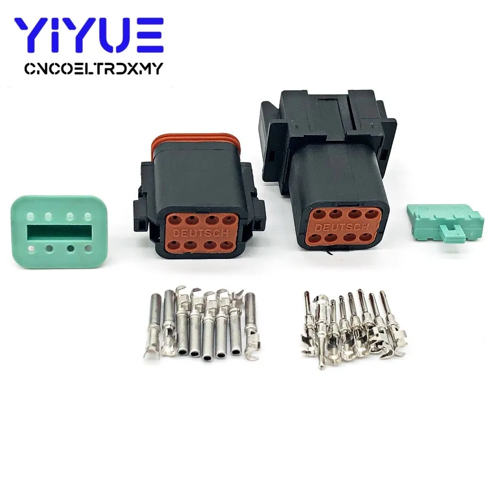 8P black 1 комплект Deutsch DT 2 3 4 6 8 12 Pin мужской женский Авто Водонепроницаемый Разъем Автомобильный герметичный штекер с контактами - Цвет: 8P black