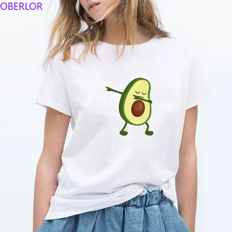 

2019 New Arrival Avocado T-shirt Women White Dab Print T Shirt Novetly Funny Trends T-shirt Women Short Sleeve Camiseta Mujer