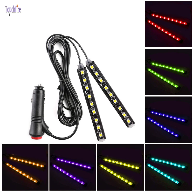 

2PCS Car 9LED Strip 5050SMD 12W Interior Decorative Auto Atmosphere Pathway Floor Light 12V Car Styling for Ford Peugeot Skoda