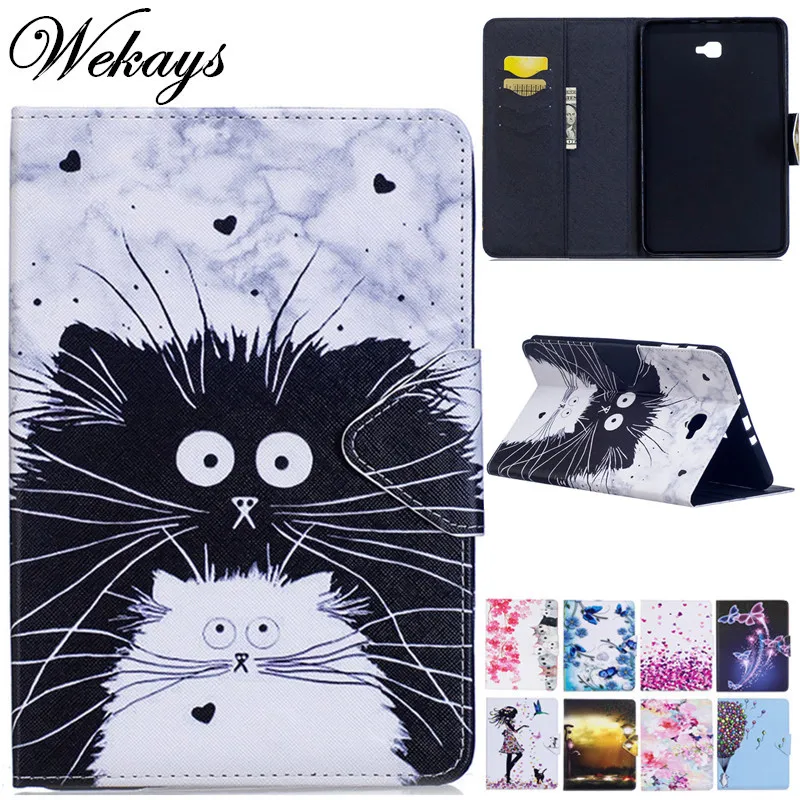 Wekays для Samsung Tab A6 10 1 T580 мультяшный Кот кожаный чехол Galaxy A 6 2016 T585 SM Обложка