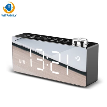 

Wireless Bluetooth Alarm Clock Home Smart Mirror LED with Speakers and FM Radio Modern Dual Alarm Clock table