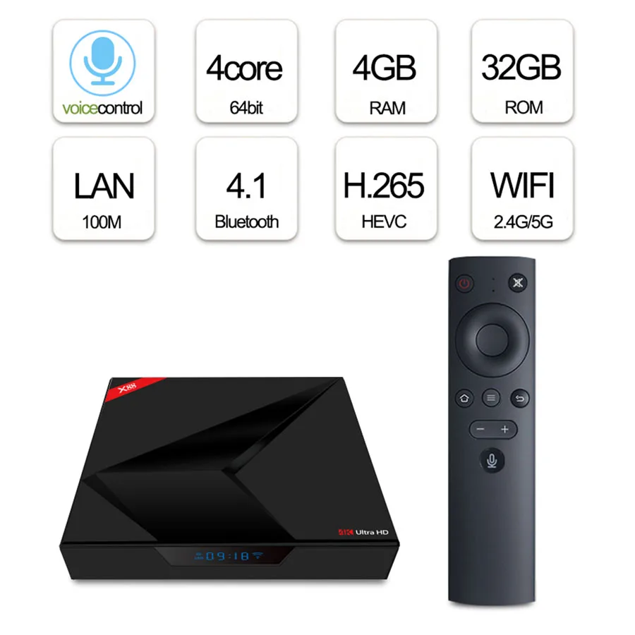 

4K Smart Set Top Box X88 Android 7.1 RK3328 Quad-Core For Google TV Box Media Player 4GB 32GB Dual Band Wifi BT 4.1 3D