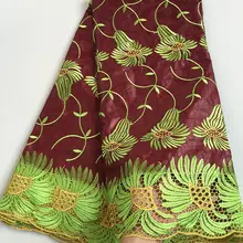 5 ярдов Цветочная вышивка африканская ткань atiku парча Смешанная гипюровая кружевная ткань в нигерийском стиле швейная одежда высокого качества