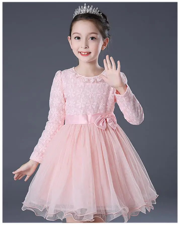 lace floral long sleeve tunics princess dress for girls birthday party ...