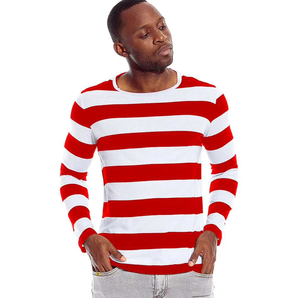 Black White Striped Tees for Men Long 