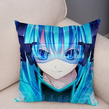 

Cute Cartoon Girl Hatsune Miku Print Cushion Cover 45*45 Pillow Covers Plush Pillows Cases Sofa Home Decor Colorful Pillowcase
