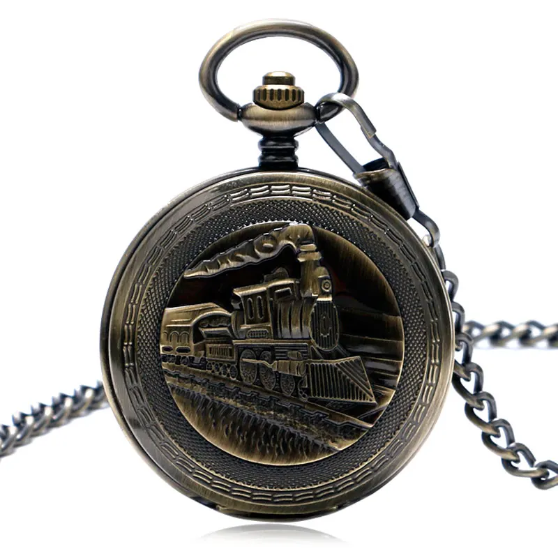 Винтажные карманные часы Double Hunter FOB стимпанк для бега паровой поезд женская