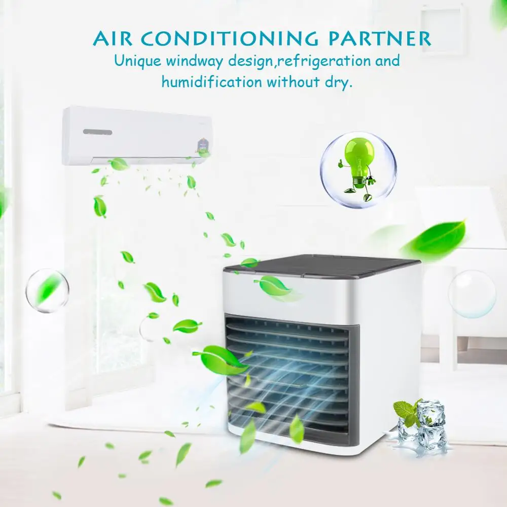 

USB Mini Portable Air Conditioner Humidifier Purifier 7 Colors Light Desktop Air Cooling Fan Air Cooler Fan for Office Home vent