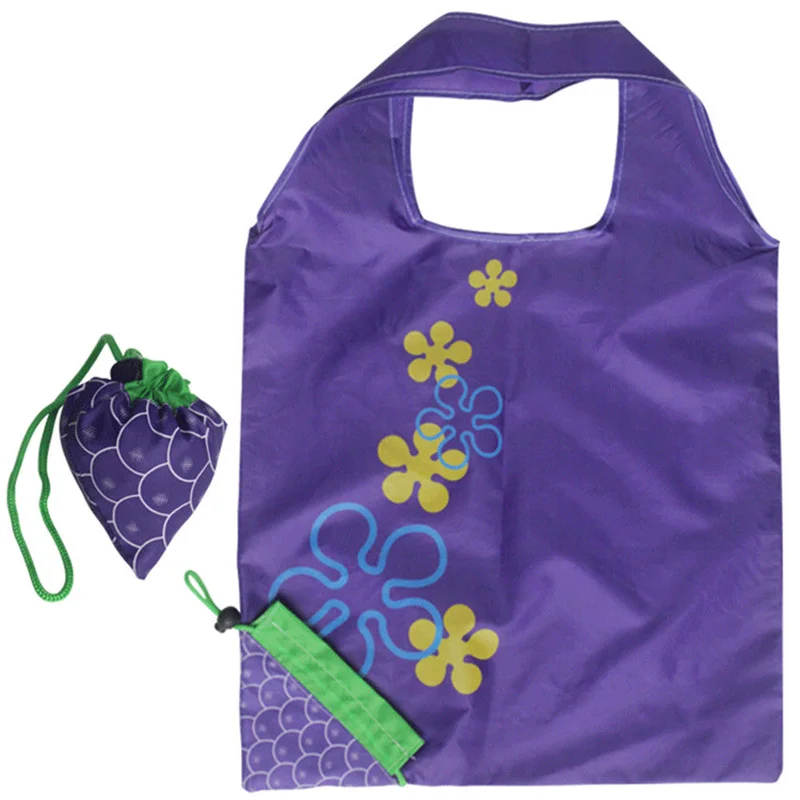 Складные Многоразовые нейлоновые сумки для покупок фрукты клубники дизайн Экологичная, вместительная сумка для хранения сумка-кисет Водонепроницаемый милый