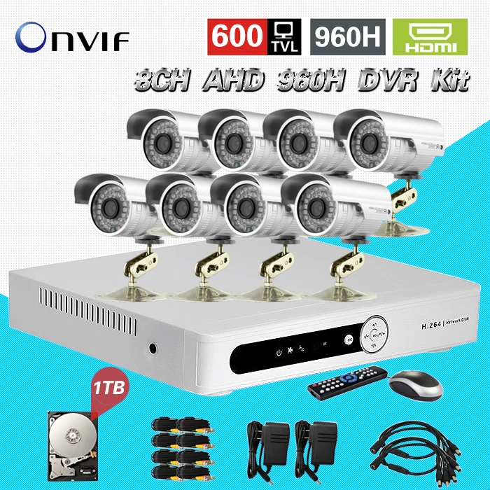 CCTV 8ch AHD 960 H Запись DVR рекордер с наружной Водонепроницаемый ИК безопасности