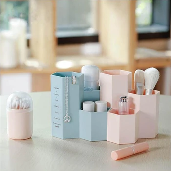 

Creative Regular Hexagonal Storage Box Splice Makeup Tools Storage Tube Pen Holder Box Home Office Organization